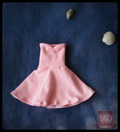 Strapless Skater Dress in 2 Colours - Rainbow, Pink for Barbies, 1/6 dolls