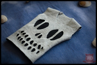 Cut Out Skull Punk Gothic Torn T-shirt, Top in 3 Colours for MSD, Minifee, 1/4 BJD