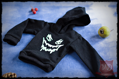 Black Monster Hoodie Sweater Halloween Outfit for MSD, Minifee, 1/4 BJD doll