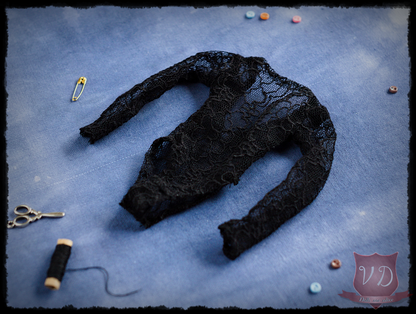 Black Lace Deep Cut Back Bodysuit Lingerie for MSD, Minifee, 1/4 BJD