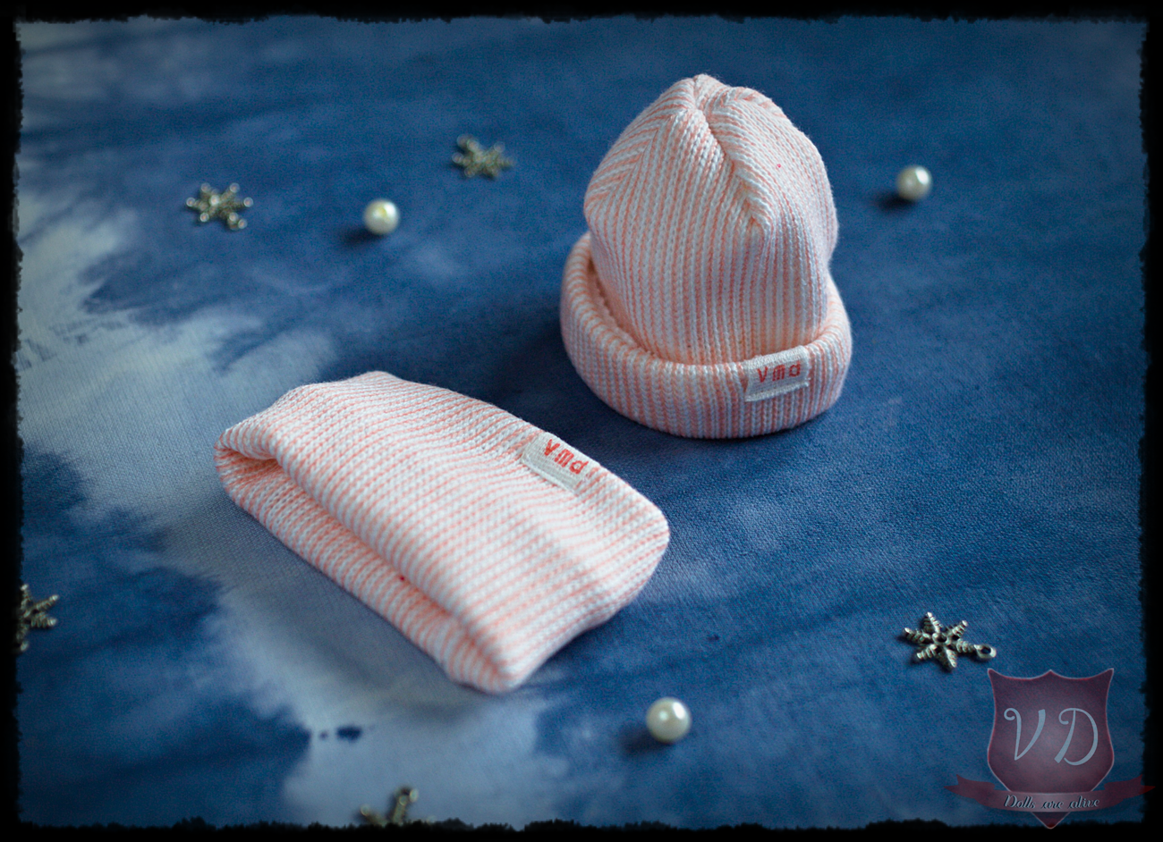 Light Pink Rib Knitted Beanie, Hat & Tube Scarf Winter Set for MSD, 1/4 BJD