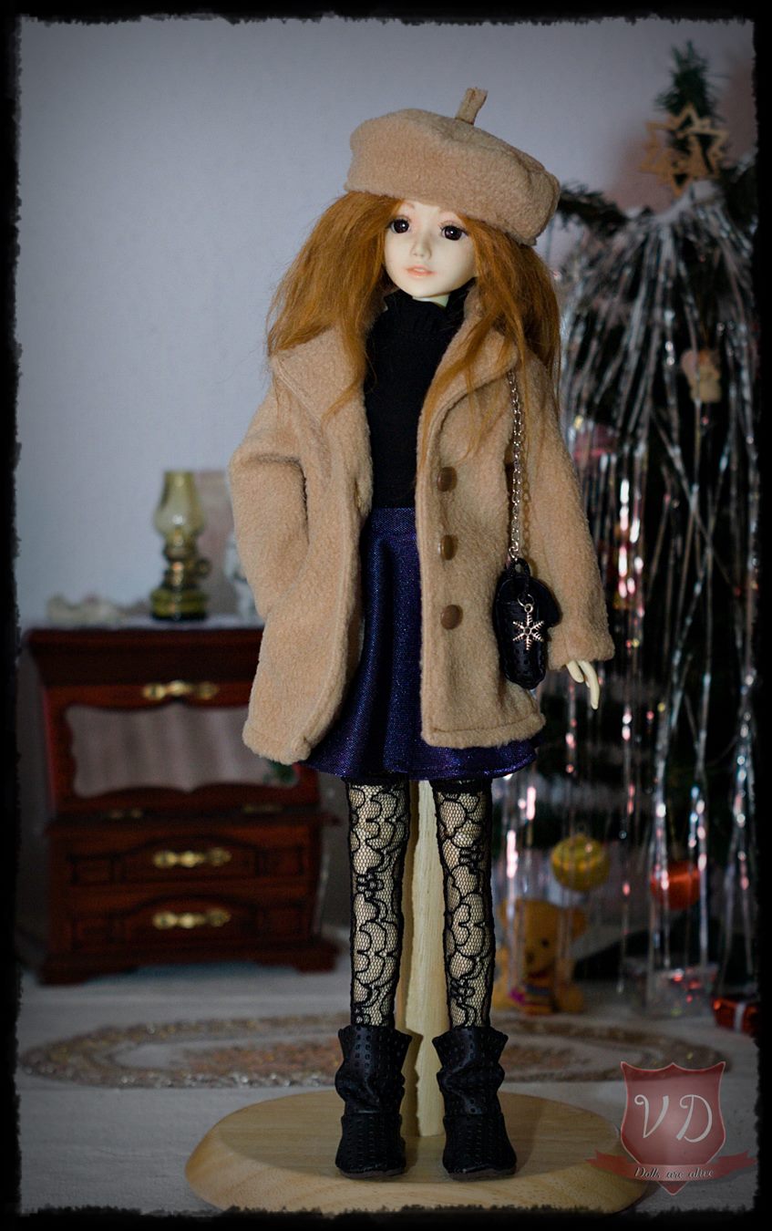 Soft Fur Long Winter Jacket, Coat with Pockets 3 Colours for MSD, 1/4 BJD doll