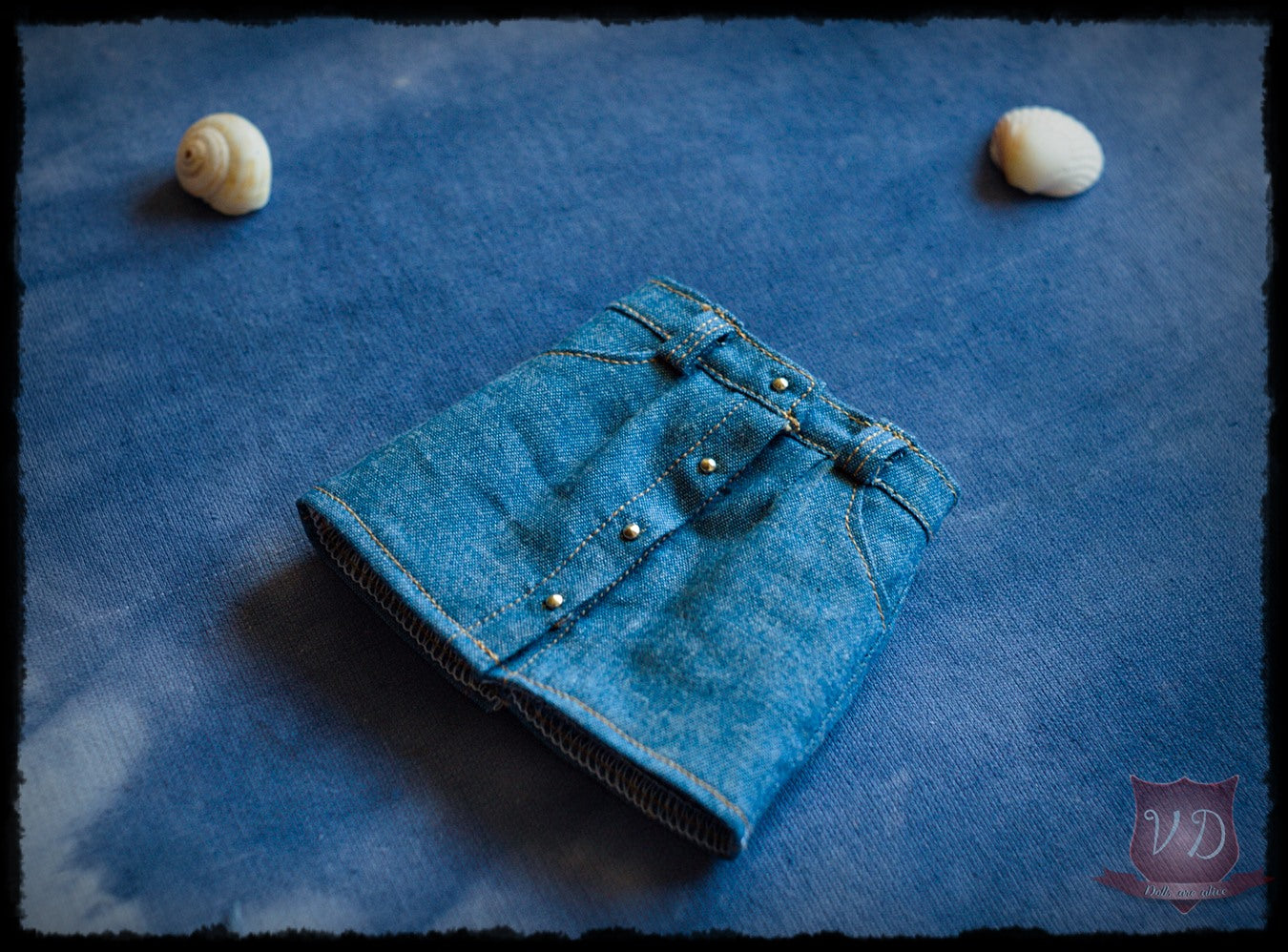 Blue Button Front Denim Mini Skirt, Classis Fashion jean Skirt for Slim MSD, Minifee, 1/4 BJD Doll