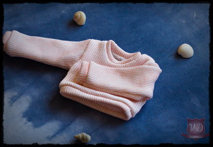 Pink Knitted Long Sleeve Loose Sweater, Jumper for MSD, Minifee, 1/4 BJD doll