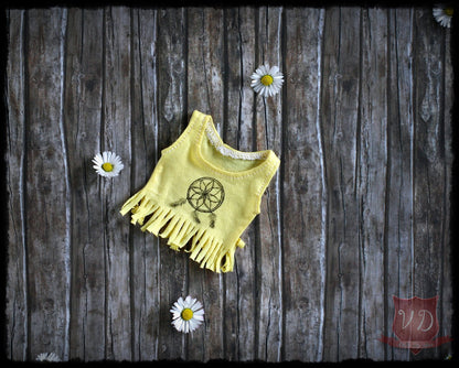 Dreamcatcher Pattern Boho Style, Fringe Crop Top, Sleeveless Cool Groovy Summer Fashion T-shirt in 2 Colours for SD, SD13, 1/3 BJD