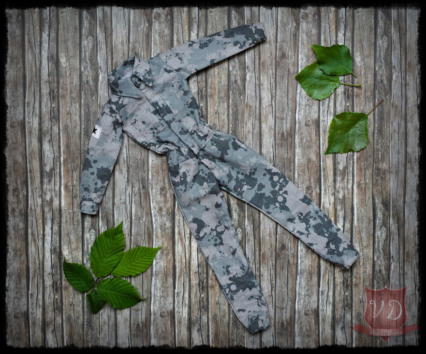 Camouflage Military Long Sleeve Overalls, Jumpsuit Uniform for MSD, Minifee, 1/4 BJD