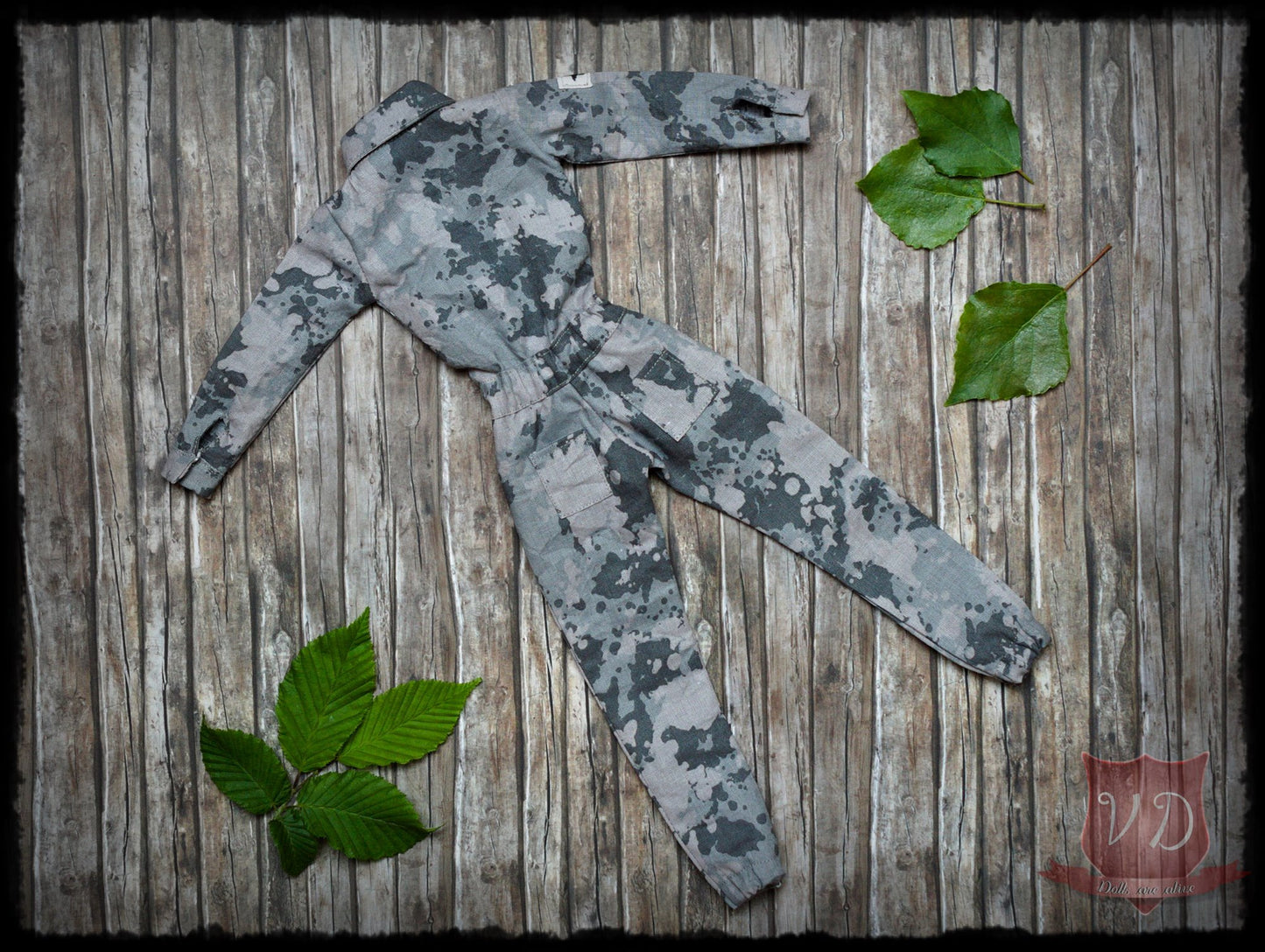 Camouflage Military Long Sleeve Overalls, Jumpsuit Uniform for MSD, Minifee, 1/4 BJD