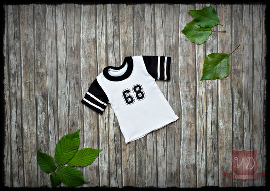 Black/White Varsity Jersey Sport T-shirt, Top for MSD, Minifee, 1/4 BJD Doll