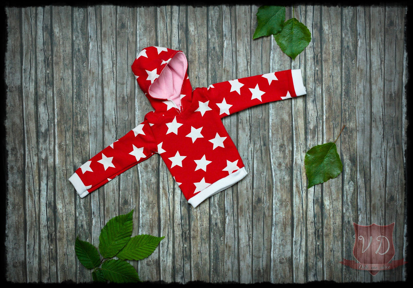 Red/White Star Print Hoodie Sweater for MSD, Minifee, 1/4 BJD