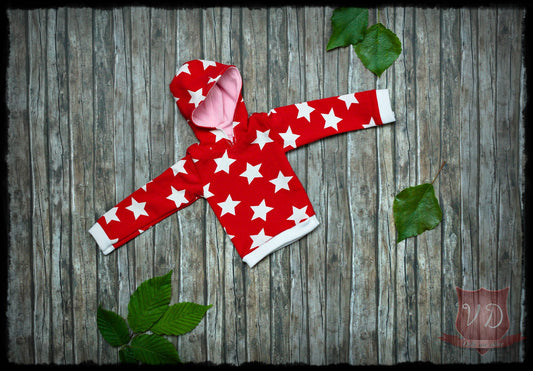 Red/White Star Print Hoodie Sweater for MSD, Minifee, 1/4 BJD