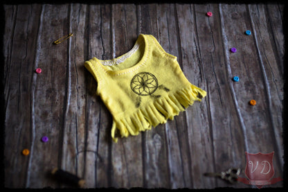 Dreamcatcher Pattern Boho Style, Fringe Crop Top, Sleeveless Cool Groovy Summer Fashion T-shirt in 2 Colours for SD, SD13, 1/3 BJD