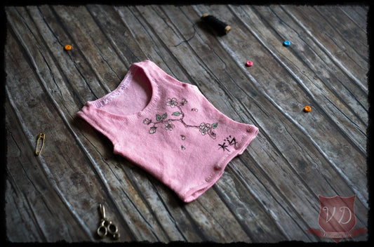 Pink Cherry Blossom Japanese Sakura Pattern Tank Top for SD, SD13, 1/3 BJD