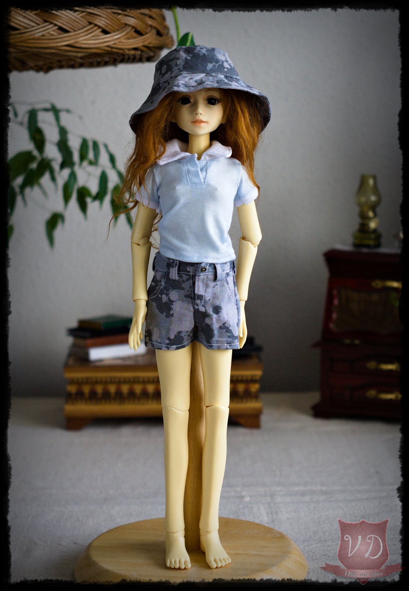 Light Blue Girl Fit Piquet Polo Shirt, Top for MSD, Minifee, 1/4 BJD