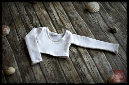 Basic Girl Fit Elastic Long Sleeve Crop Top, T-shirt, Simple Cropped Blouse in 11 Colours for SD, SD13, 1/3 BJD Doll