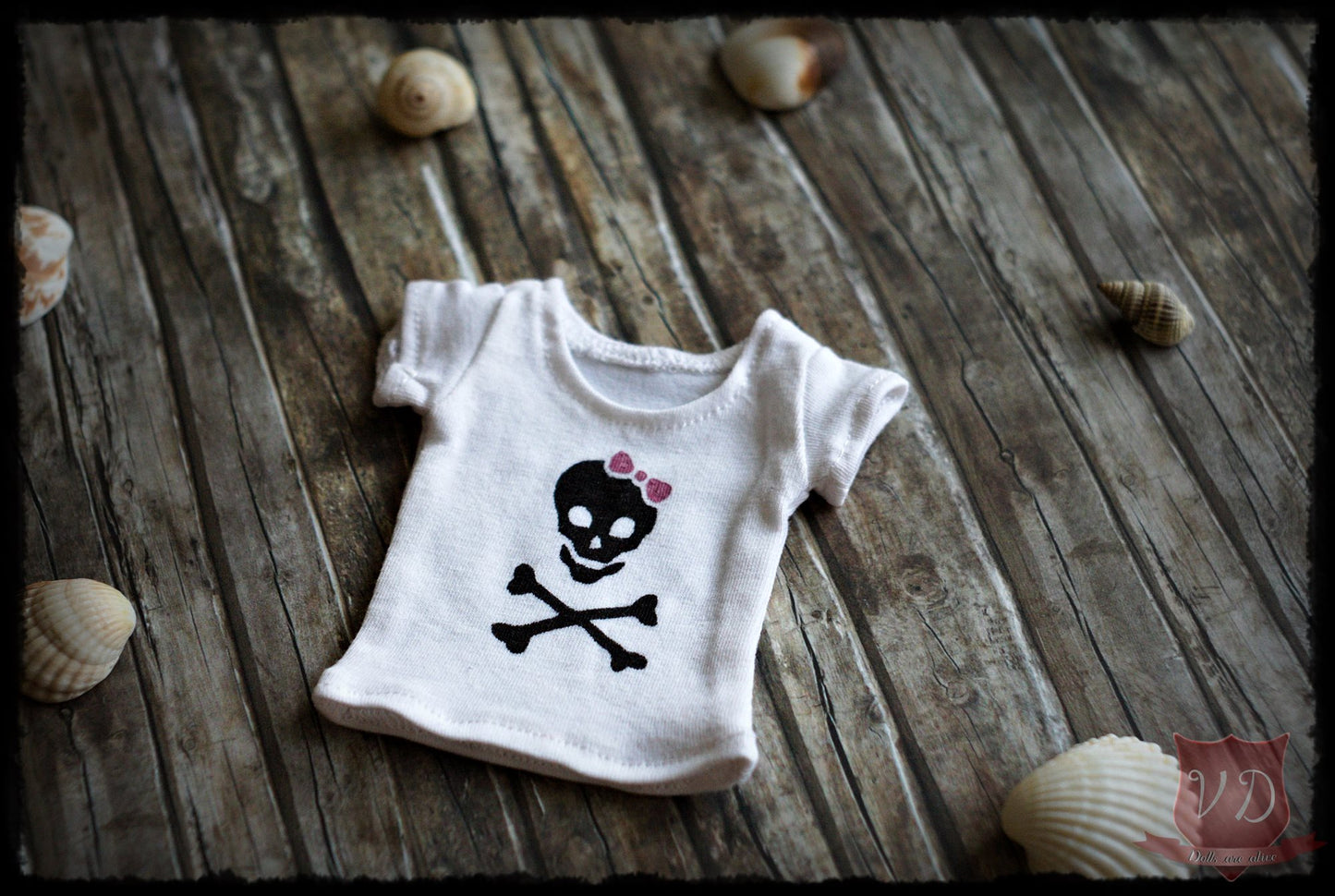 Cute Punk Skull with Bow Pattern T-shirt, Top in 2 Colours for SD, SD13, 1/3 BJD