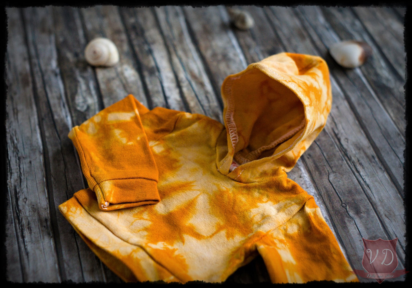 Orange/yellow Tie Dye Cropped Hoodie & Sweatpants for MSD, Minifee, 1/4 BJD Doll