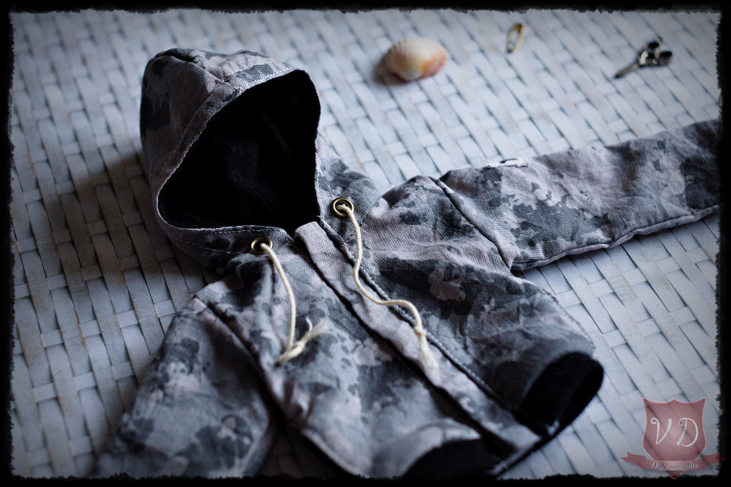 Grey Camouflage, Camo Military Hooded Baseball Bomber Jacket for MSD, Minifee, 1/4 BJD