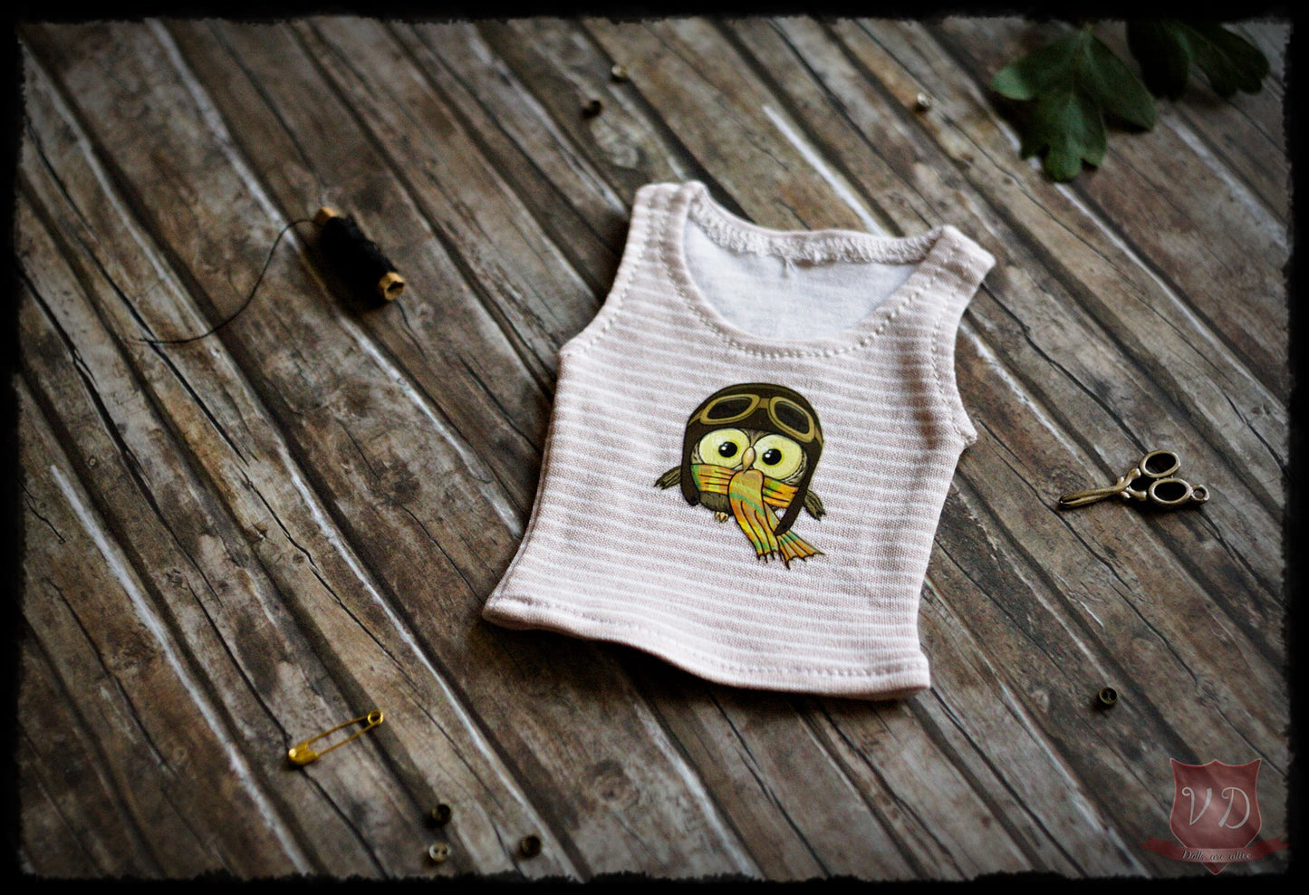 Basic Tank Top, Cute Pattern, One-of-a-kind T-shirt with Butterfly, Owl, Pony, Pineapple for Slim MSD, Minifee, 1/4 BJD Doll