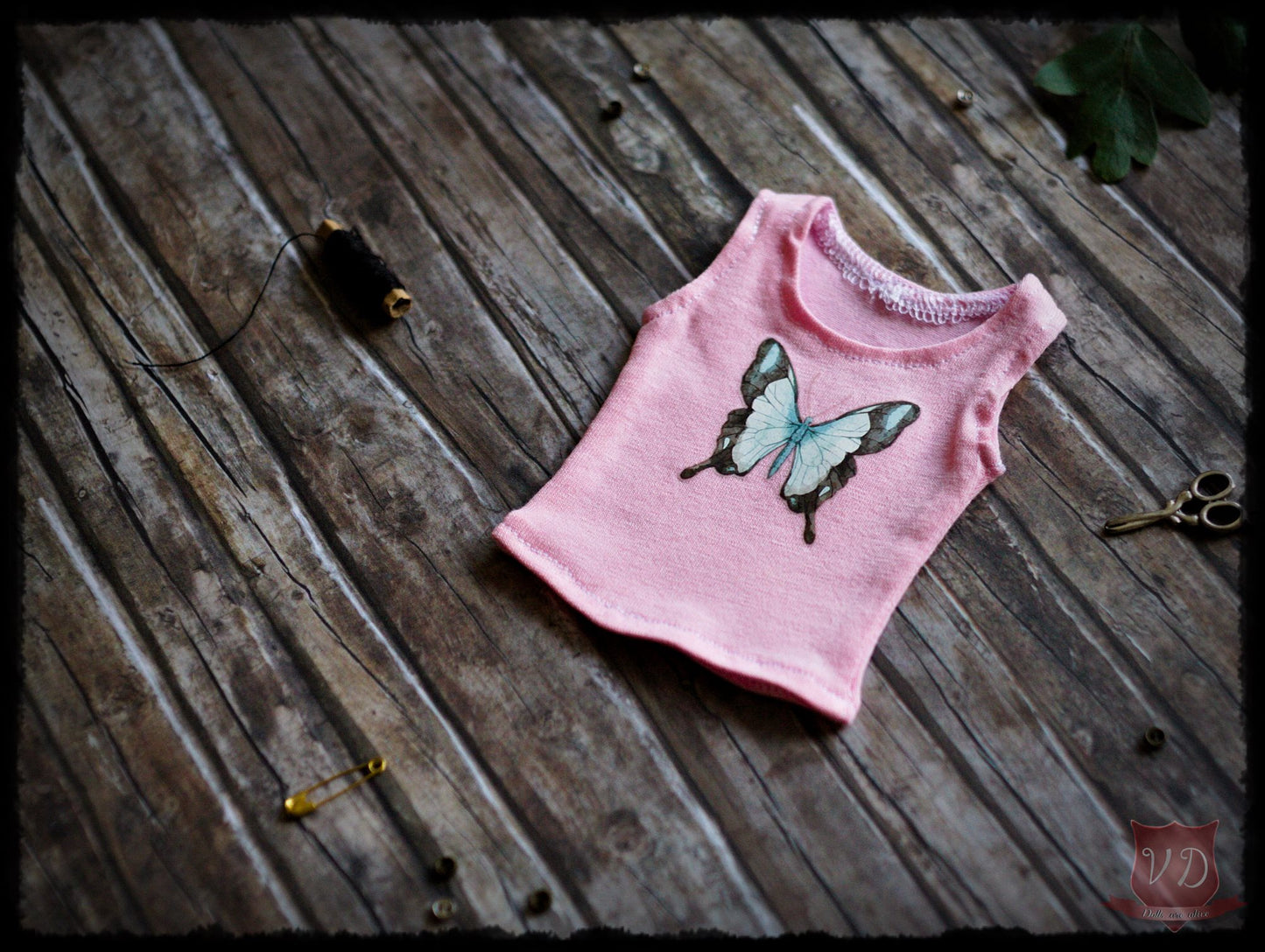 Basic Tank Top, Cute Pattern, One-of-a-kind T-shirt with Butterfly, Owl, Pony, Pineapple for Slim MSD, Minifee, 1/4 BJD Doll