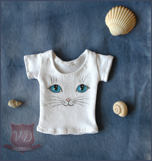 Cute Cat, Kitty Face T-shirt, Top in 2 Colours for MSD, Minifee, 1/4 BJD