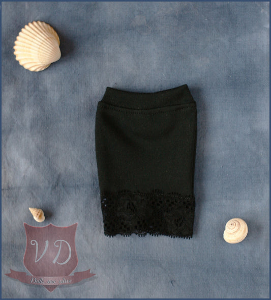 Black Lace Trim Tight Mini Skirt, Pencil Skirt for MSD, MInifee, 1/4 BJD