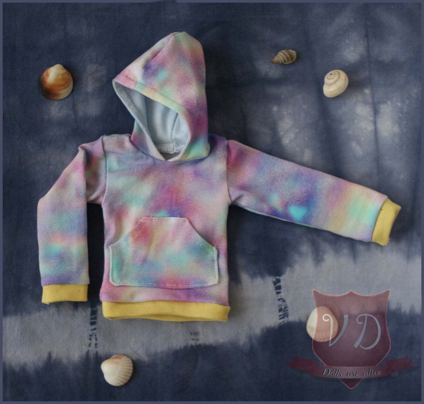 Rainbow Pastel Colour Hoodie Sweater with Pocket for MSD, Minifee, 1/4 BJD