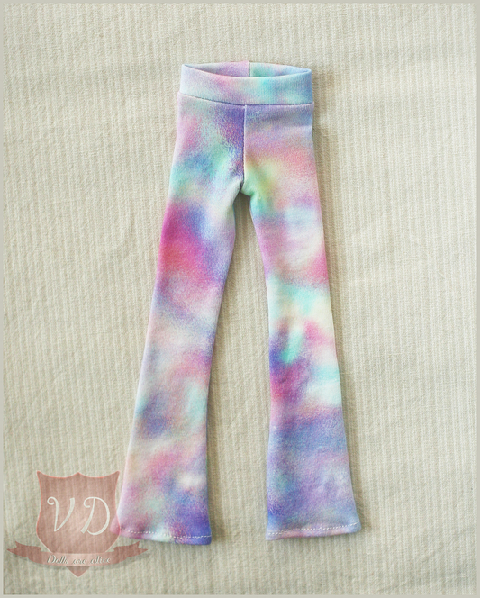 Rainbow Pastel Yoga Pants, Flare Pants for MSD, Minifee, 1/4 BJD