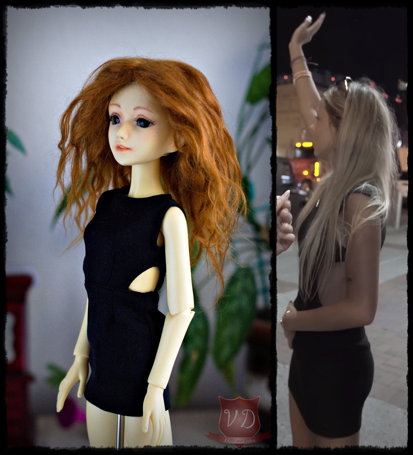 Hawk Tuah Girl Dress, Open Side Black Bodycon Mini Dress, Funny Meme Hailey Welch Elegant Outfit for MSD, Minifee, 1/4 BJD doll